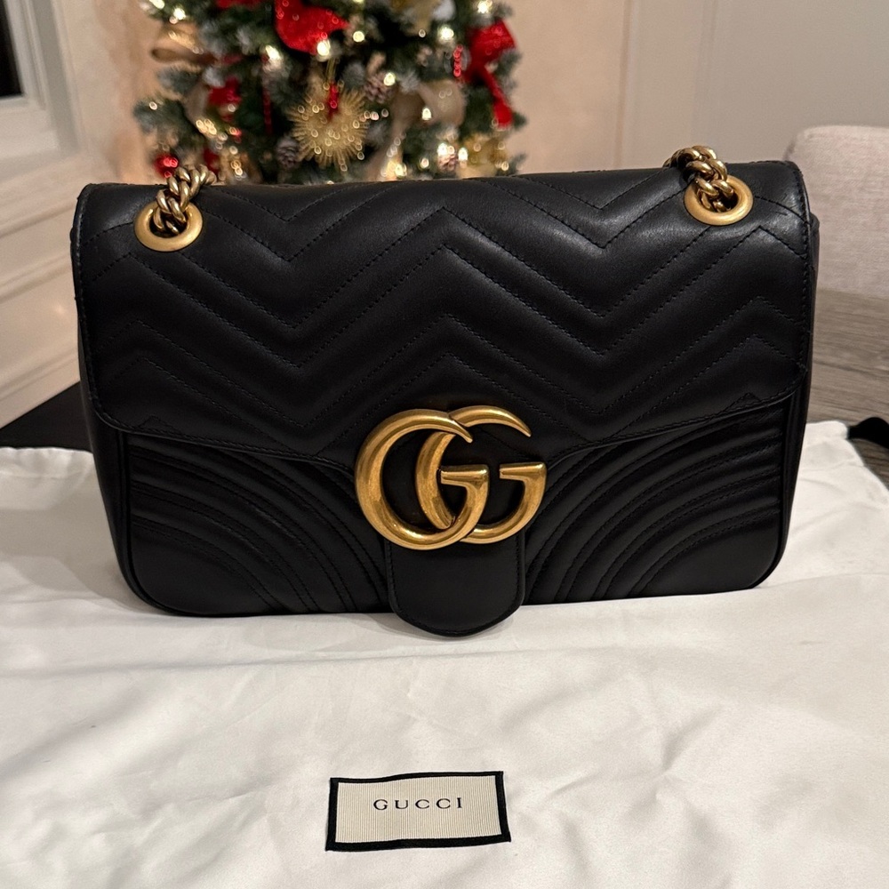 Gucci Black Quilted Marmont w/Gold Hardware